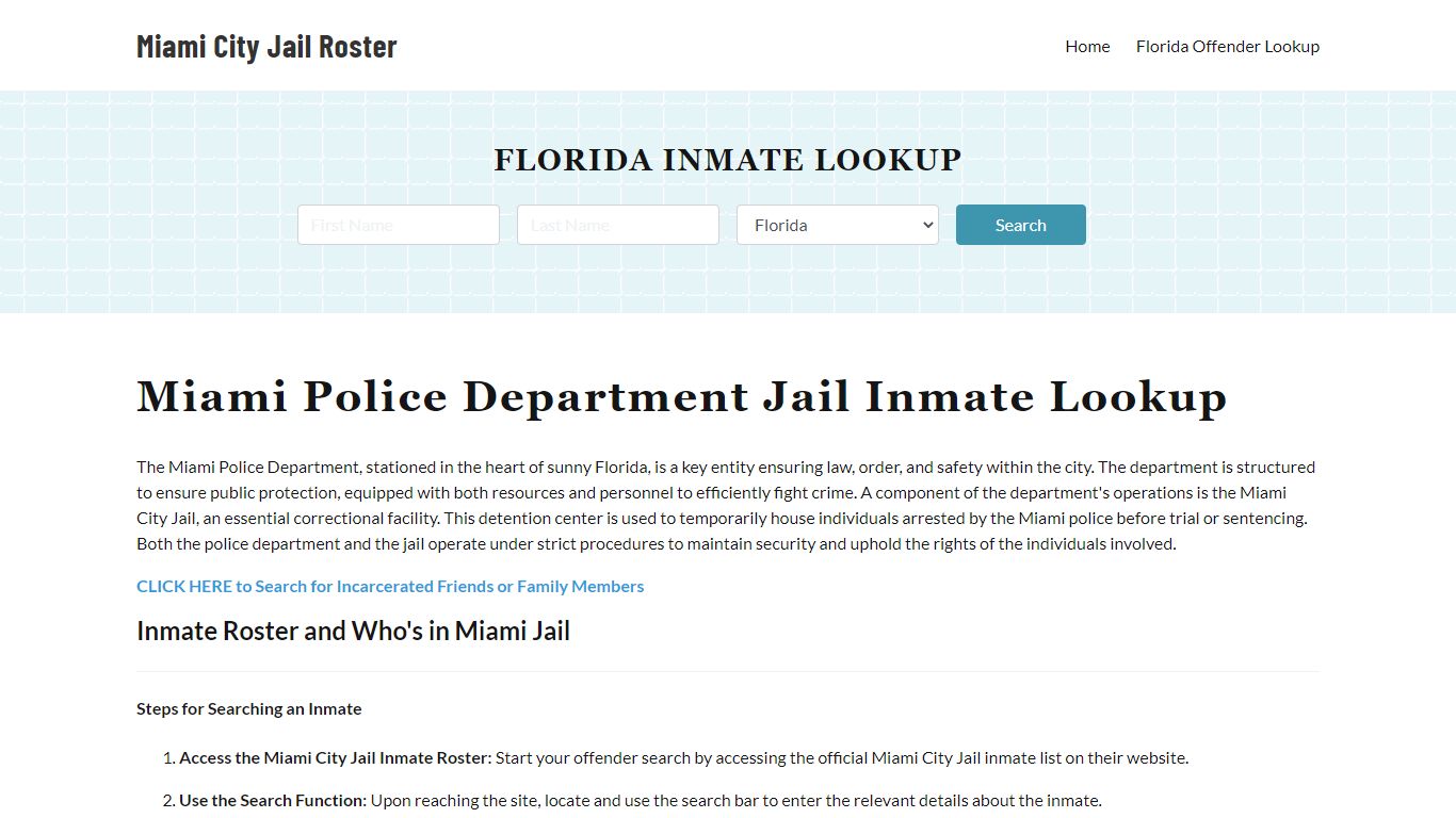 Miami Police Department & City Jail, FL Inmate Roster, Arrests, Mugshots