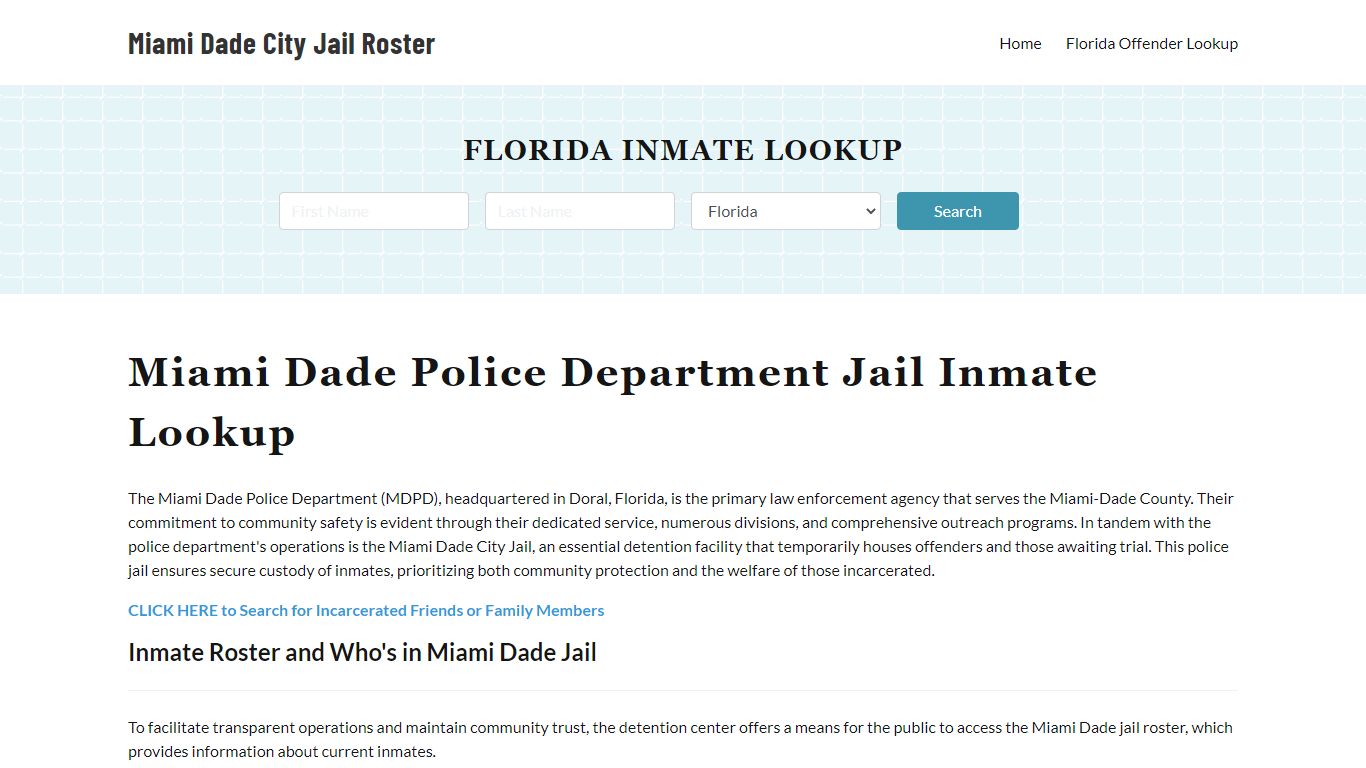 Miami Dade Police Department & City Jail, FL Inmate Roster, Arrests ...